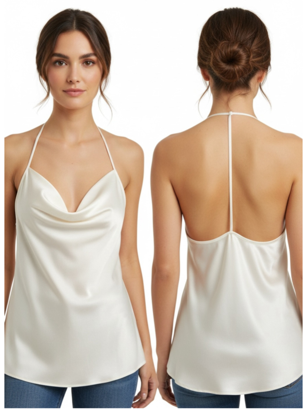 EXPRESS White Cowl Neck Halter Camisole Top Women's Size M